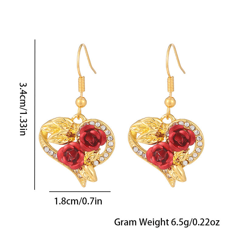 Creative Love Rose Heart Pendant Necklace
