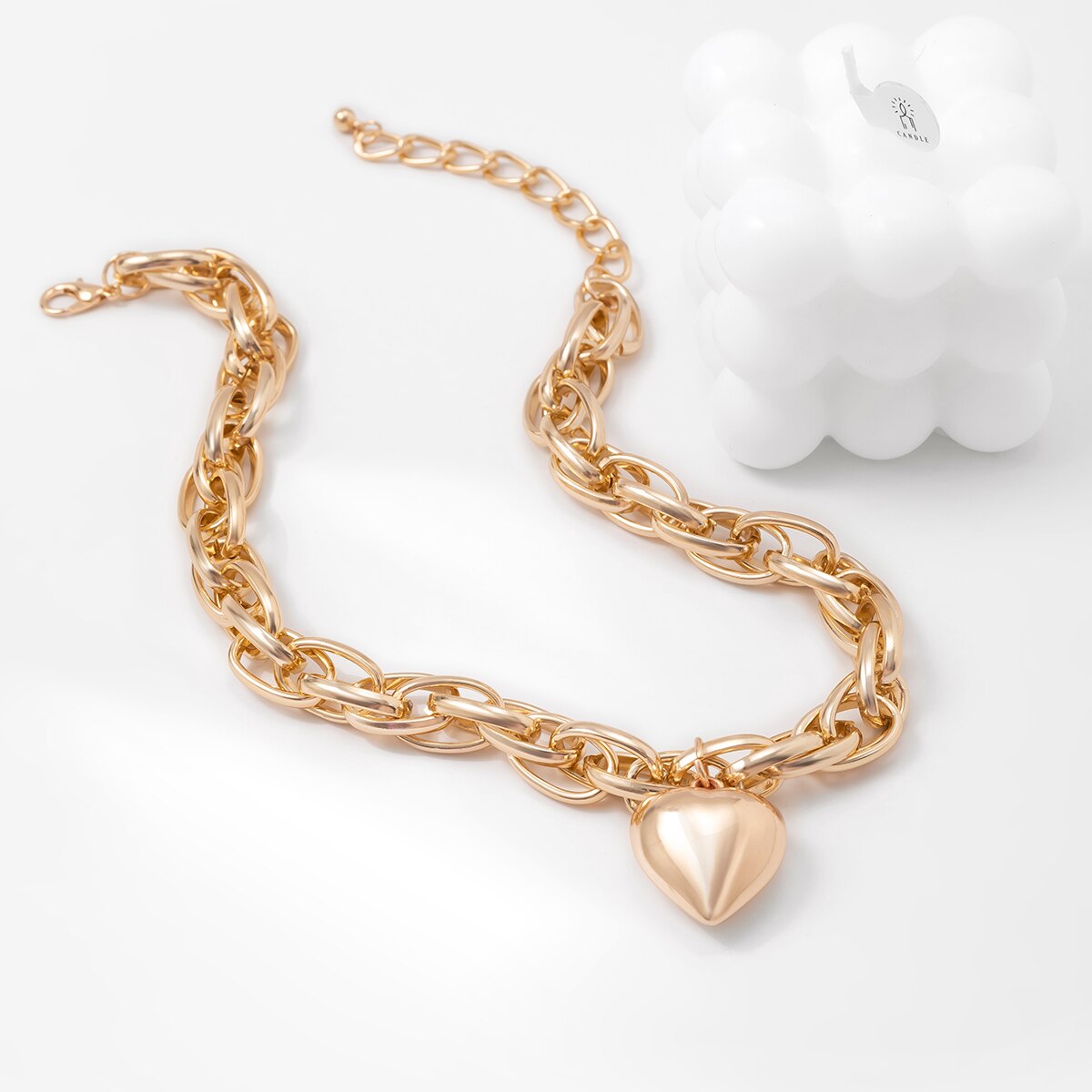 Punk Heart Pendant Cross Necklace for Women