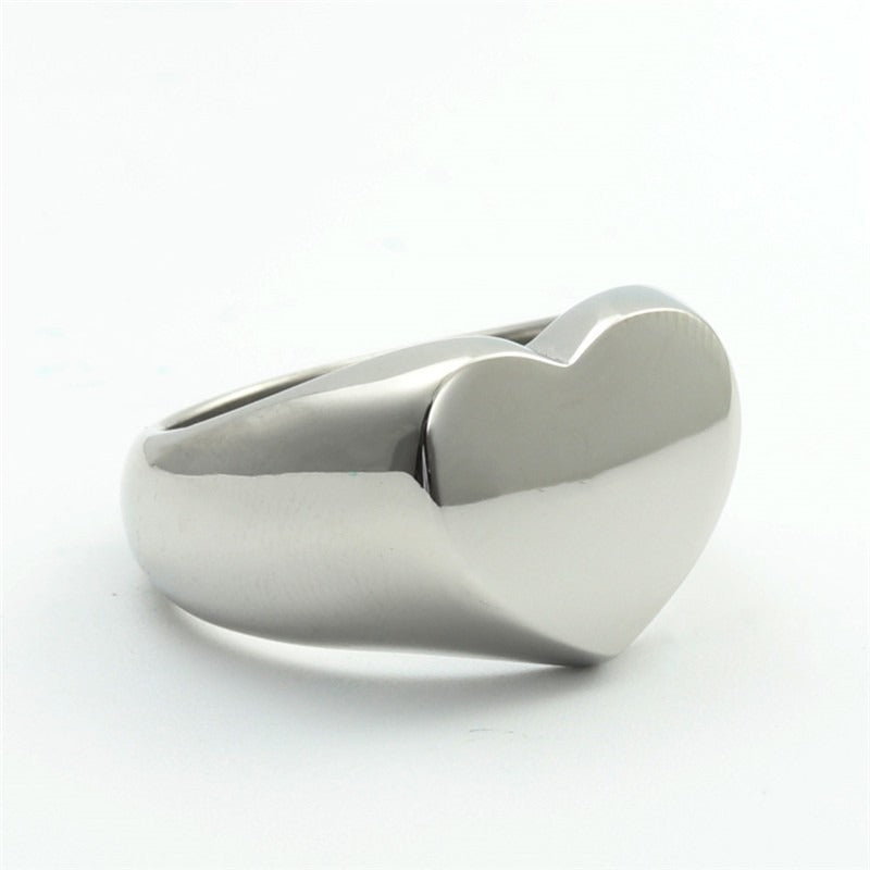 Cute Stainless Steel Heart Shaped Rings