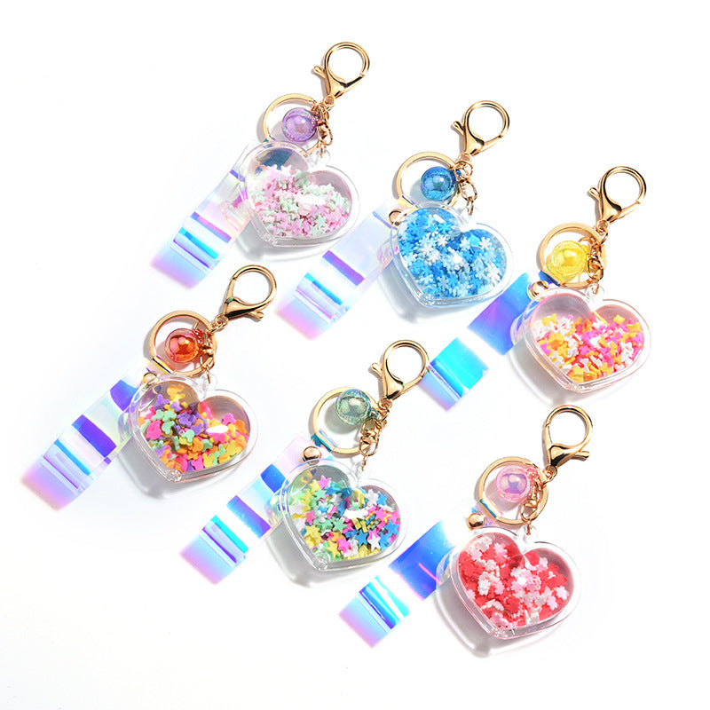 Oil Love Keychain - Cute Peach Heart Pendant