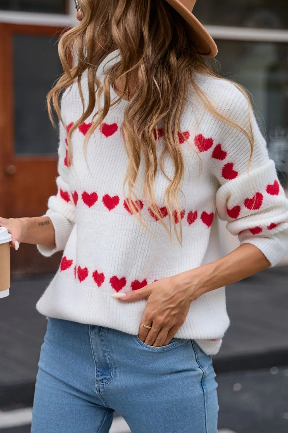 Angel Wings Heart Round Neck Sweater