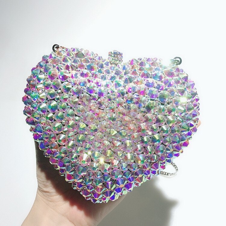 Romantic Heart-Shaped Diamond Evening Bag