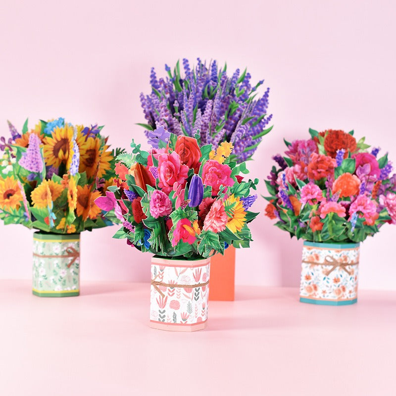 3D Mother's Day Greeting Card - Creative Bouquet Design