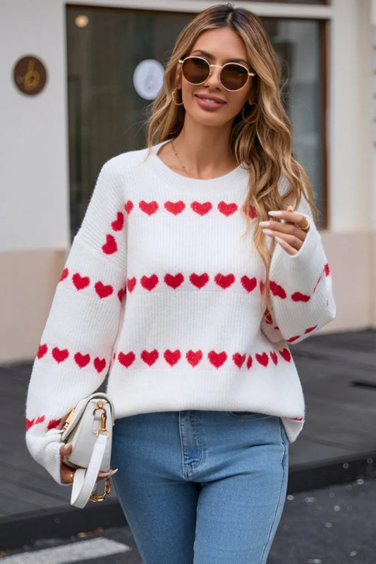 Angel Wings Heart Round Neck Sweater