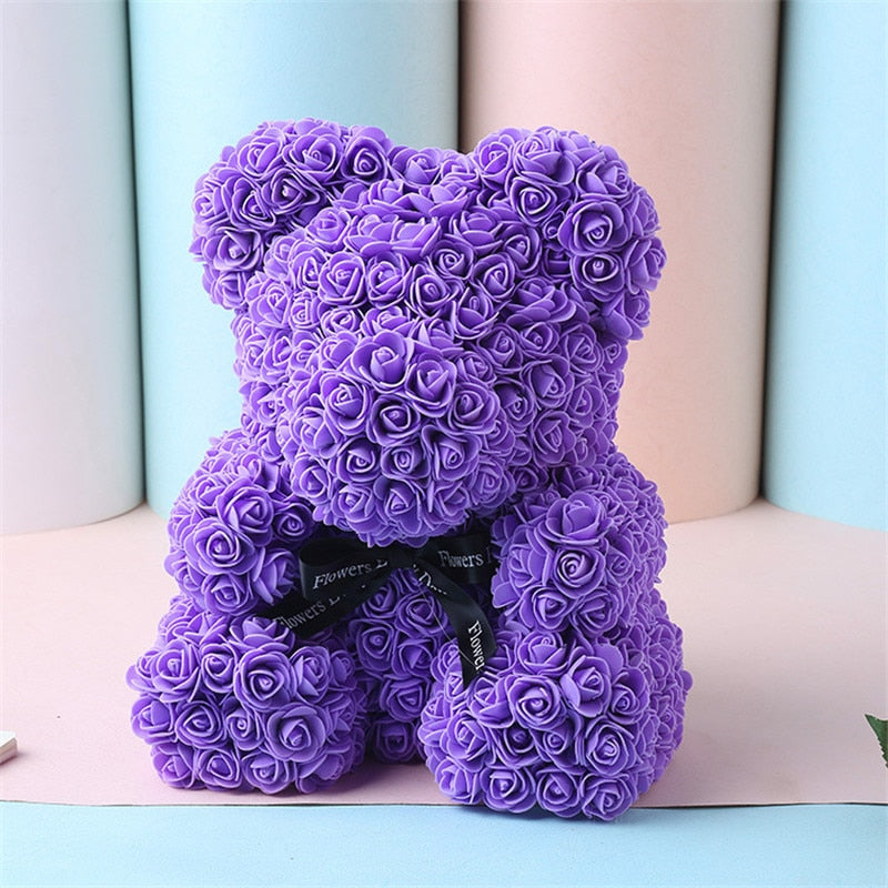 25cm Red Teddy Bear Rose Flower - Valentine's Day Gift
