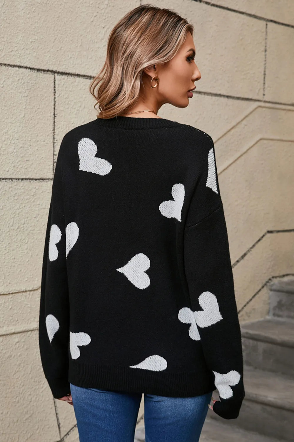 Angel Wings Heart Round Neck Sweater