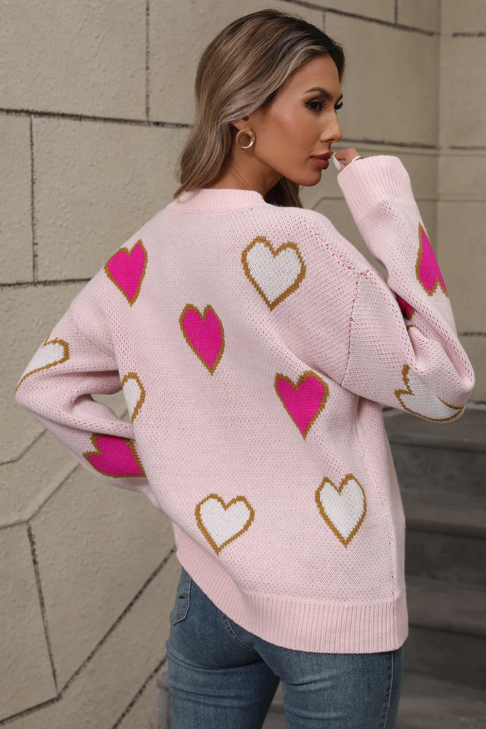 Angel Wings Contrast Heart Sweater