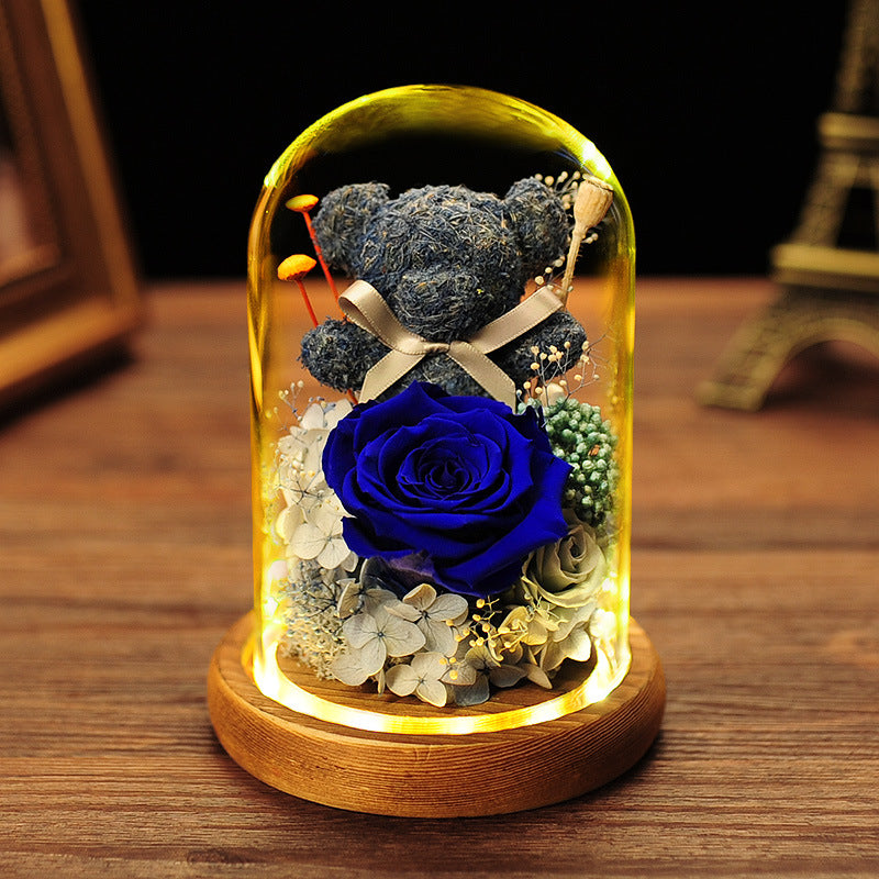 Everlasting Flower Bear with Glass Cover Gift Box