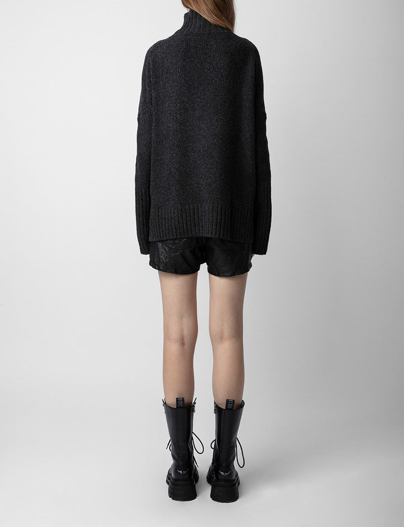 Heart Knitted Sweater - Short Front Long Back