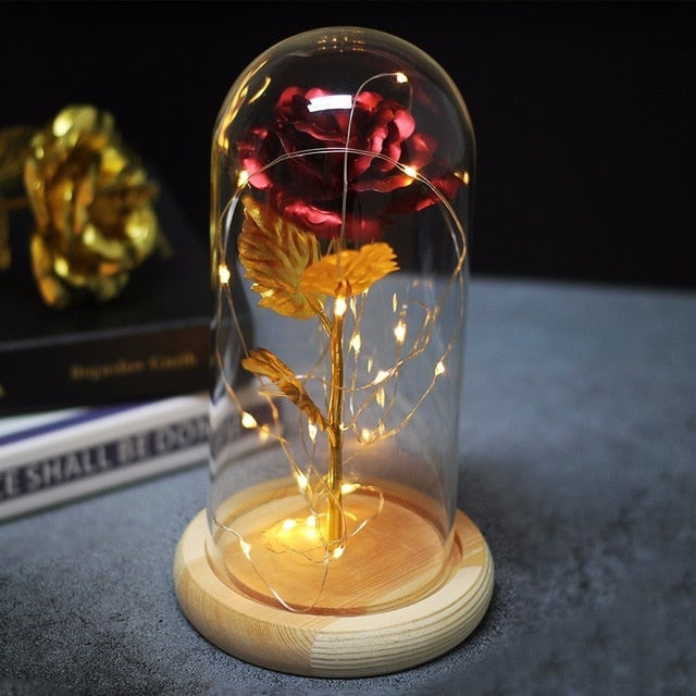 Beauty And The Beast Rose in Flask - LED Light