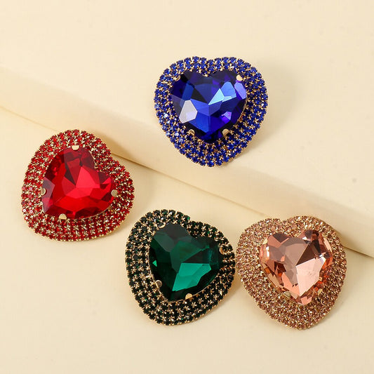Baroque Heart-Shaped Multicolored Crystal Stud Earrings