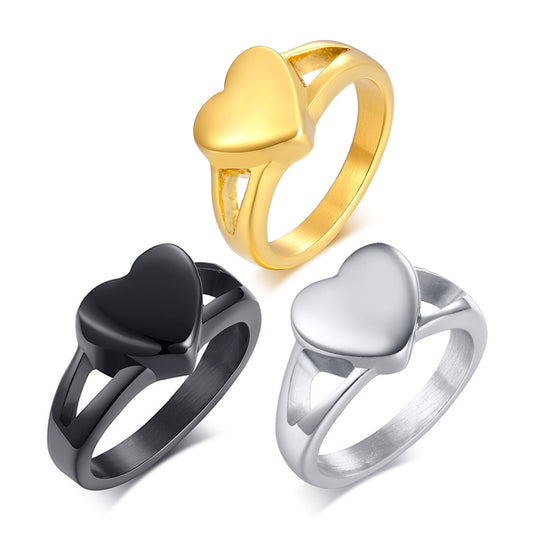 Love Titanium Steel Heart-Shaped Urn Casting Ring
