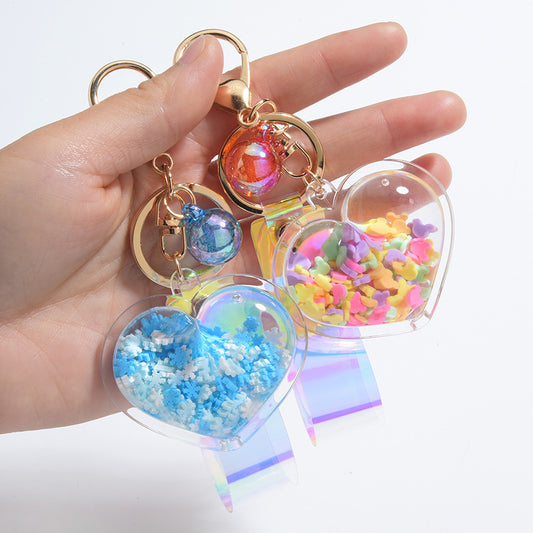 Oil Love Keychain - Cute Peach Heart Pendant