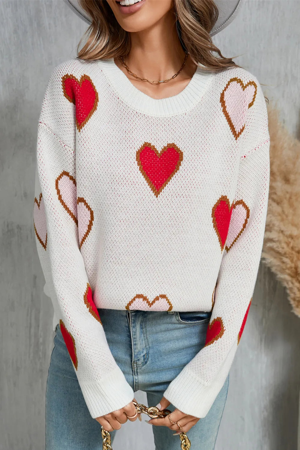 Angel Wings Contrast Heart Sweater