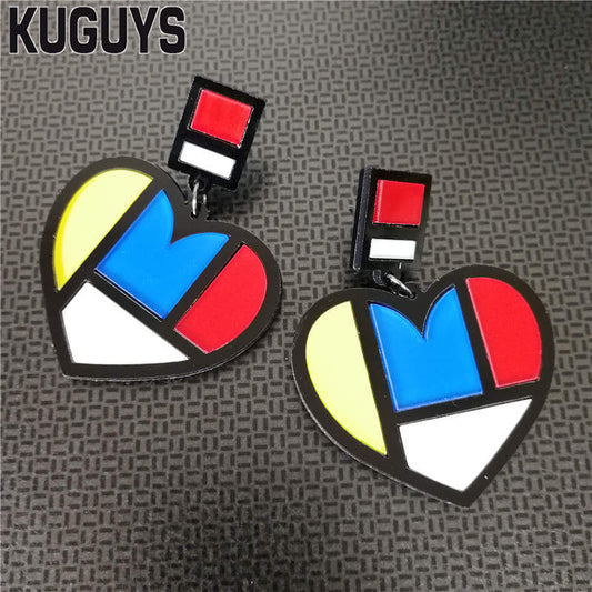 Geometric Heart Acrylic Earrings for Women