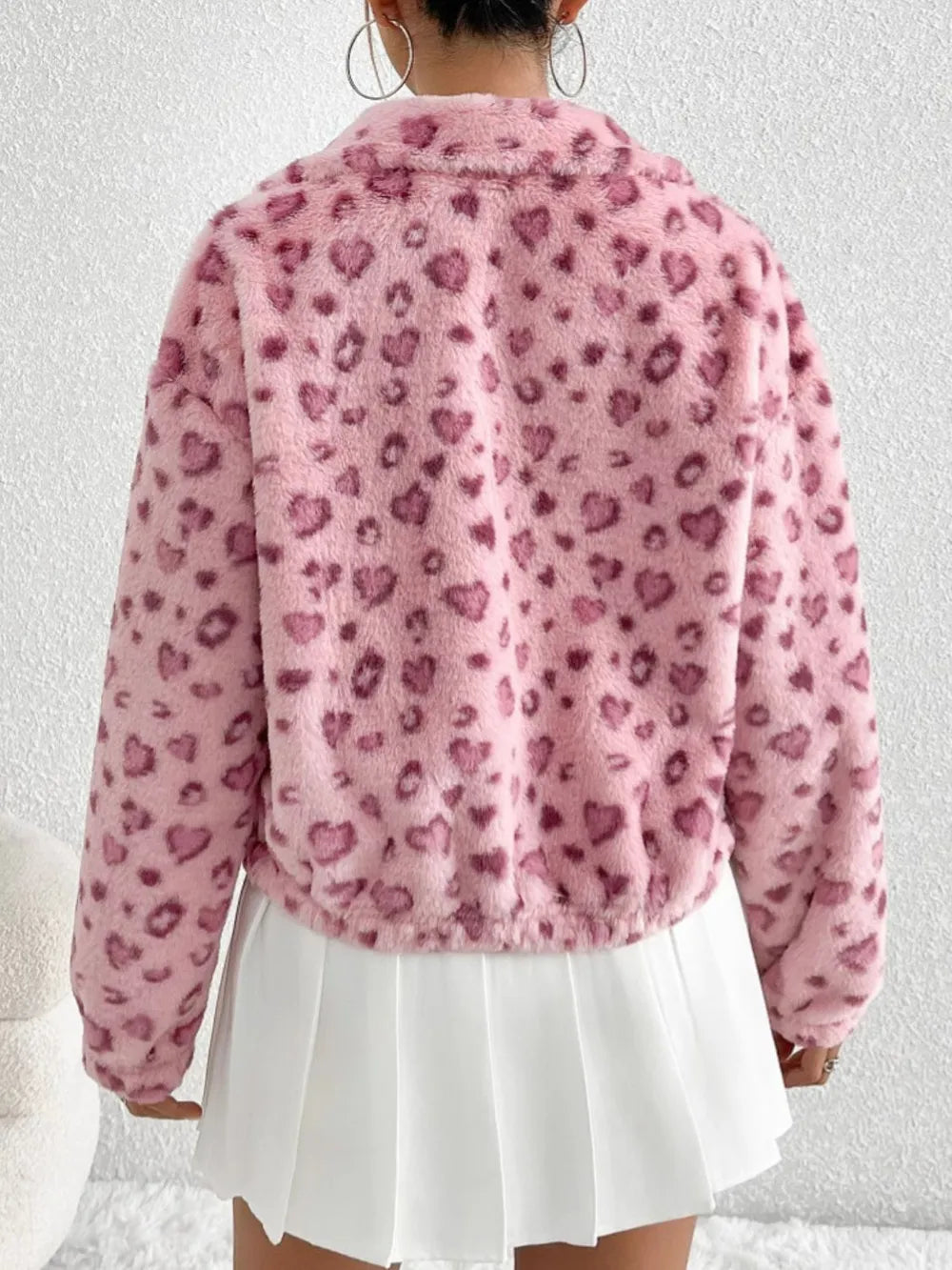 Valentine's Day Love Leopard Print Plush Jacket