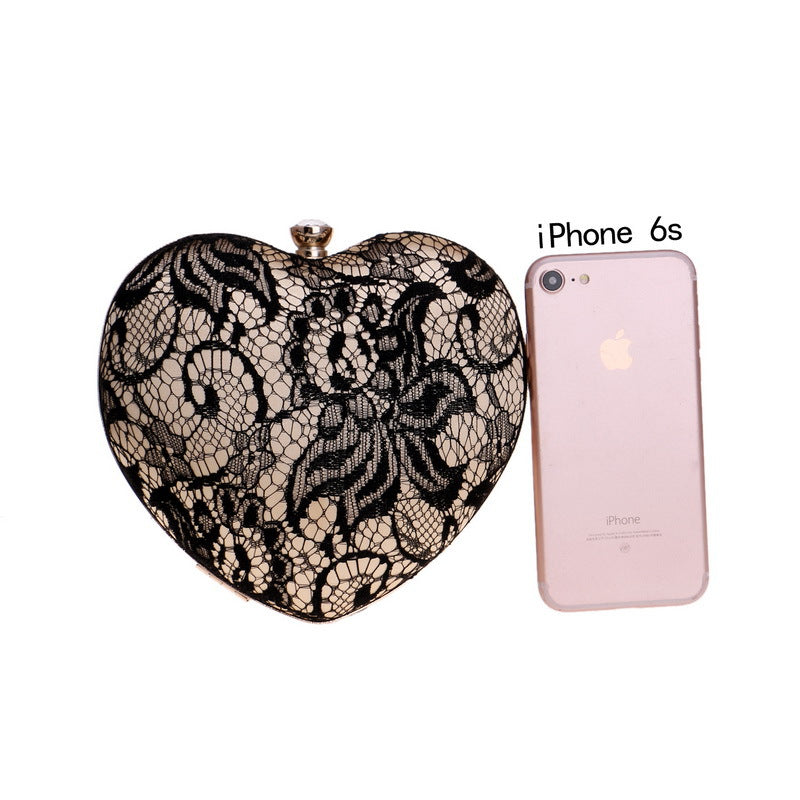 Heart Shape Lace Evening Bag for Ladies