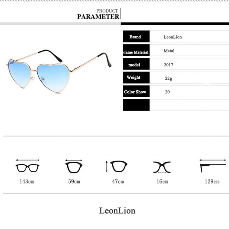 Heart Sunglasses - Candy Color Shades for Women