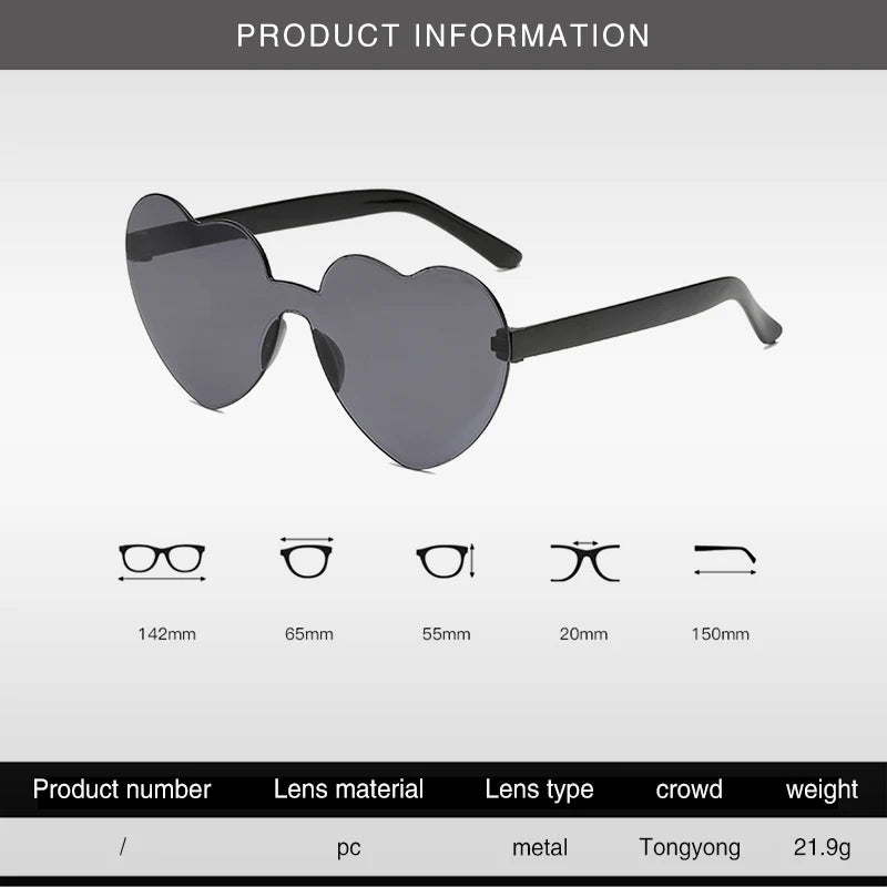 Heart-Shaped Frameless Sunglasses