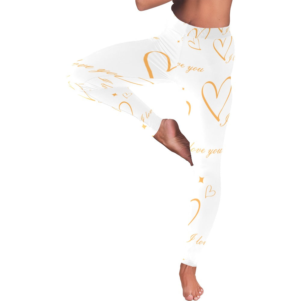 White I Love You Hearts Women's Valentine's Day Leggings
