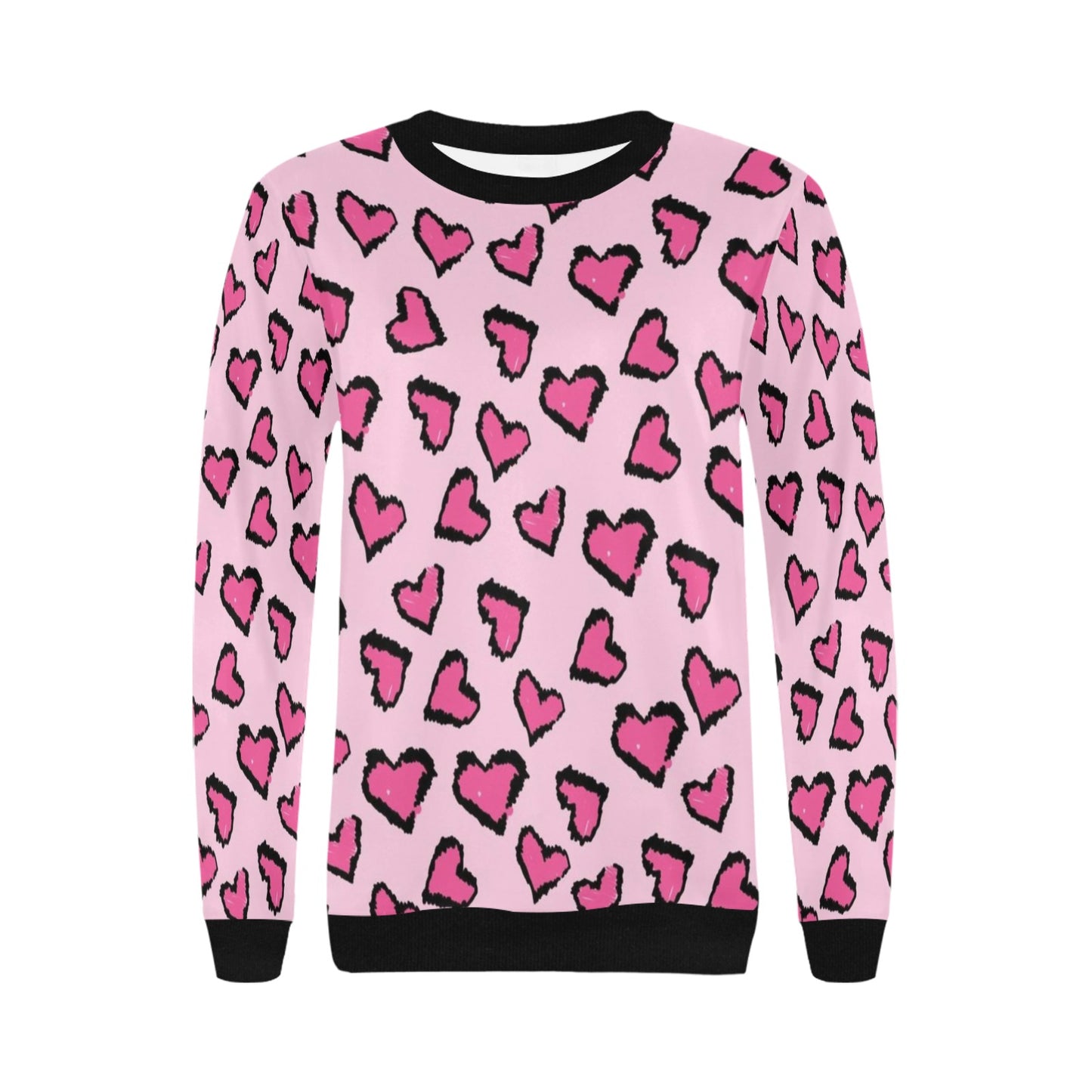 Pink Leopard Print Hearts Valentine's Day Women's Sweatshirt