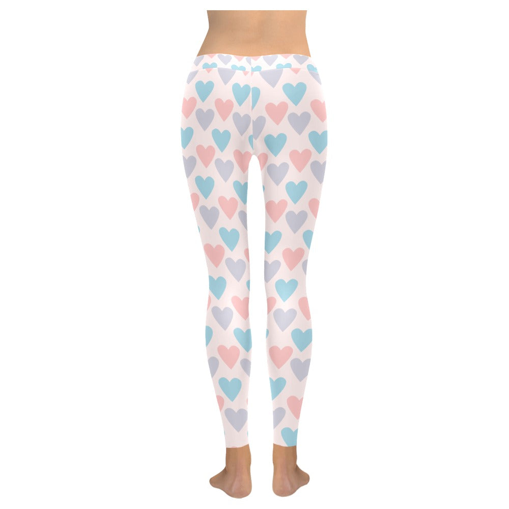 Pastel Hearts Low Rise Leggings for Women
