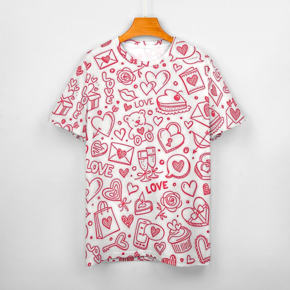 Valentine's Day Doodle Women's 100% Cotton T-Shirt