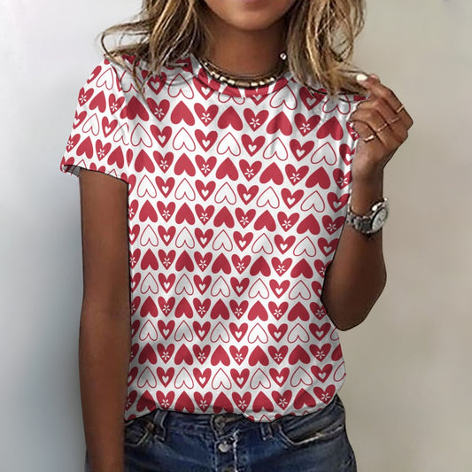 Valentine's Day Hearts Alternating Women's 100% Cotton T-Shirt