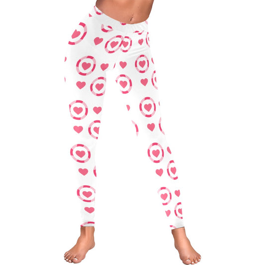 Valentine's Day Hearts In Circles Women's All-Over Low Rise Leggings