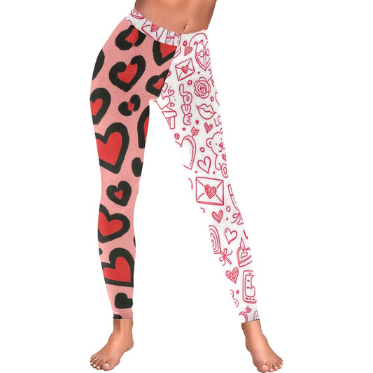 Valentine's Day Red Leopard & Doodle Low Rise Leggings