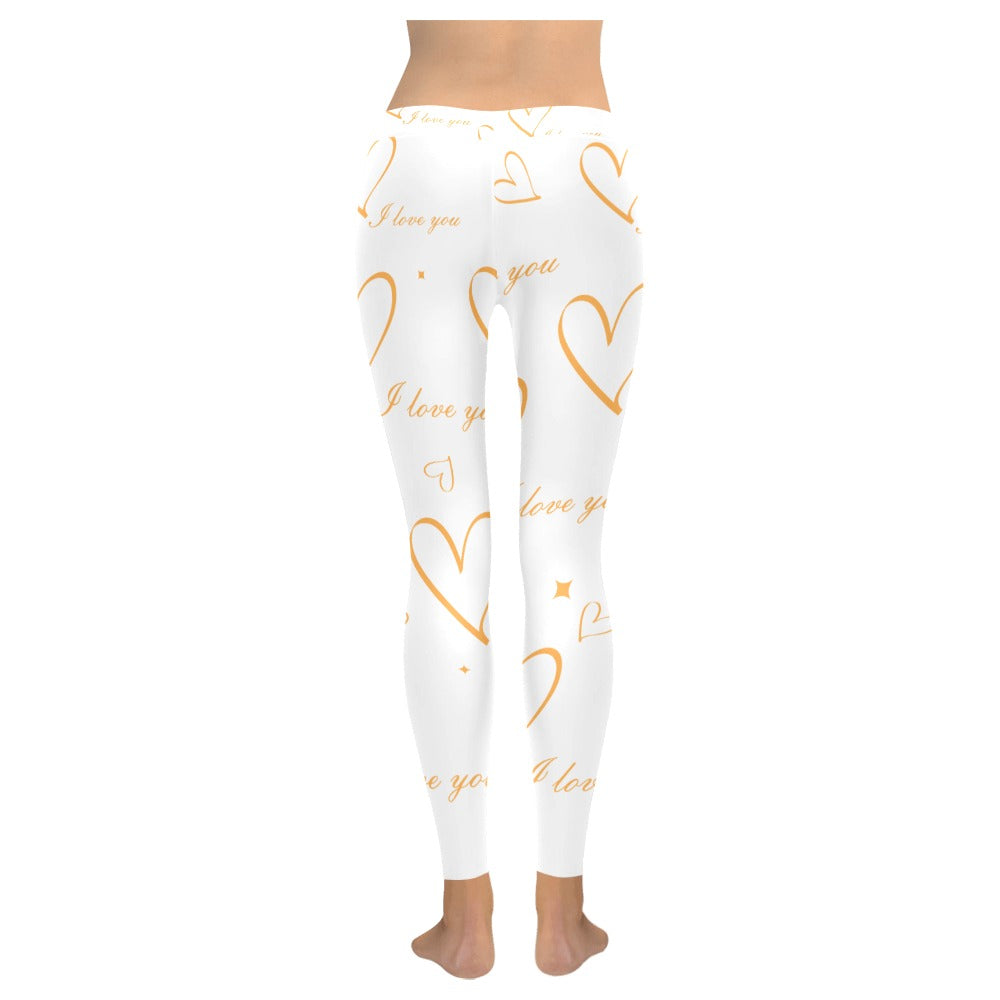White I Love You Hearts Women's Valentine's Day Leggings