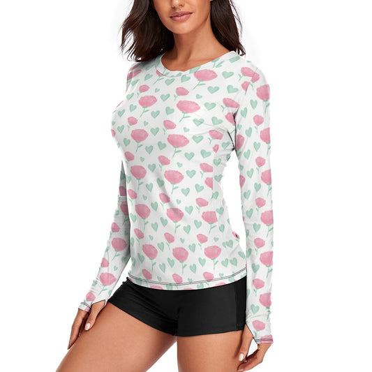 Hearts and Flowers Valentine's Day Women's Long Sleeve T-Shirt
