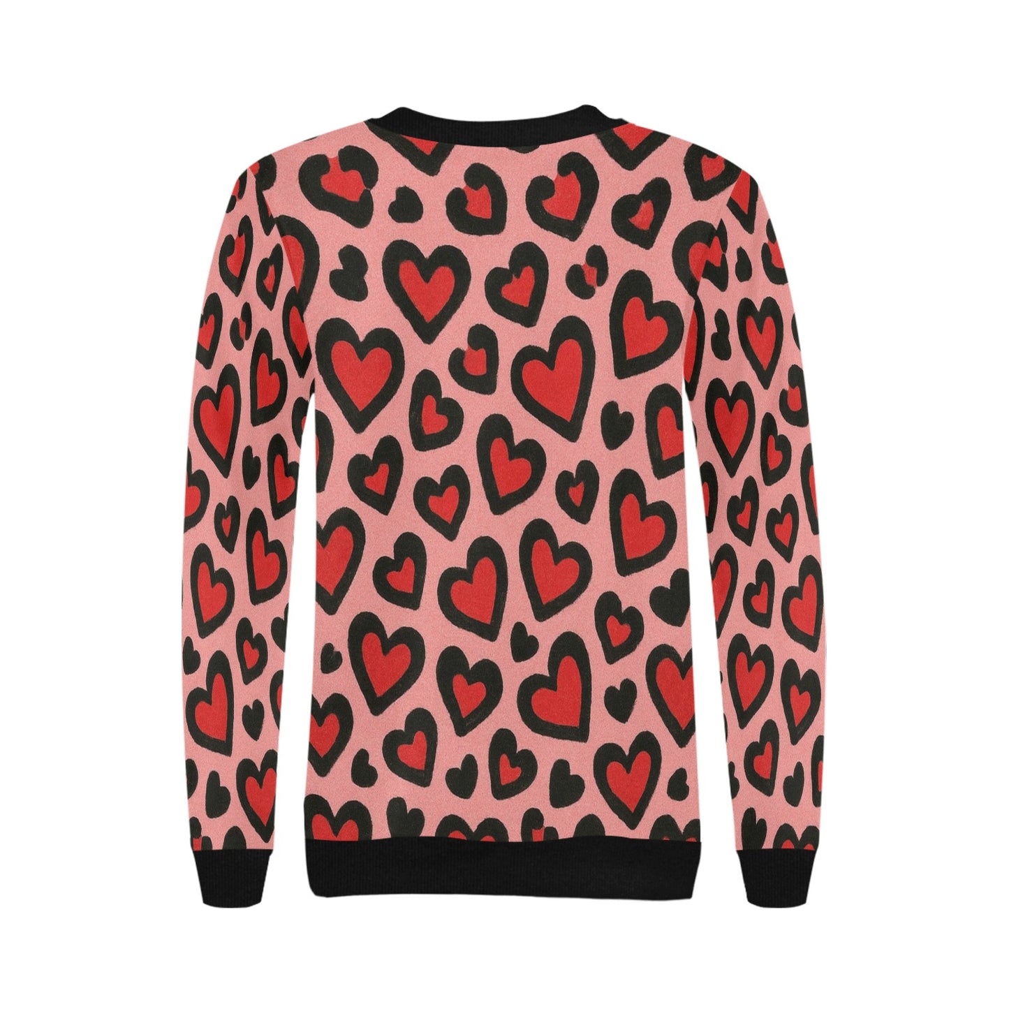 Red Leopard Print Hearts Women's Sweatshirt