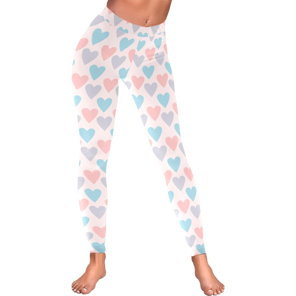 Pastel Hearts Low Rise Leggings for Women
