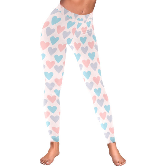 Pastel Hearts Low Rise Leggings for Women