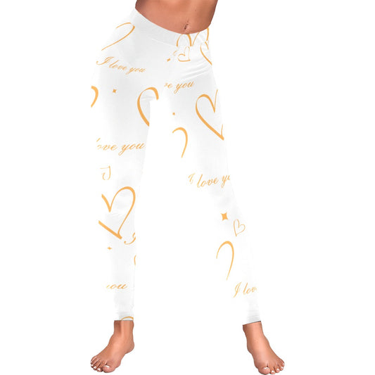 White I Love You Hearts Women's Valentine's Day Leggings