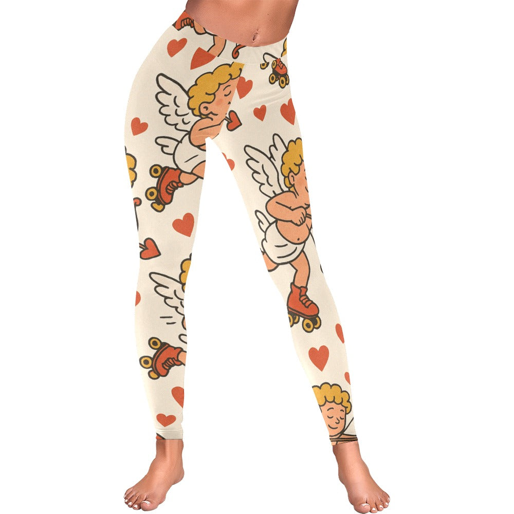 Cupid on Skates Women's All-Over Low Rise Leggings