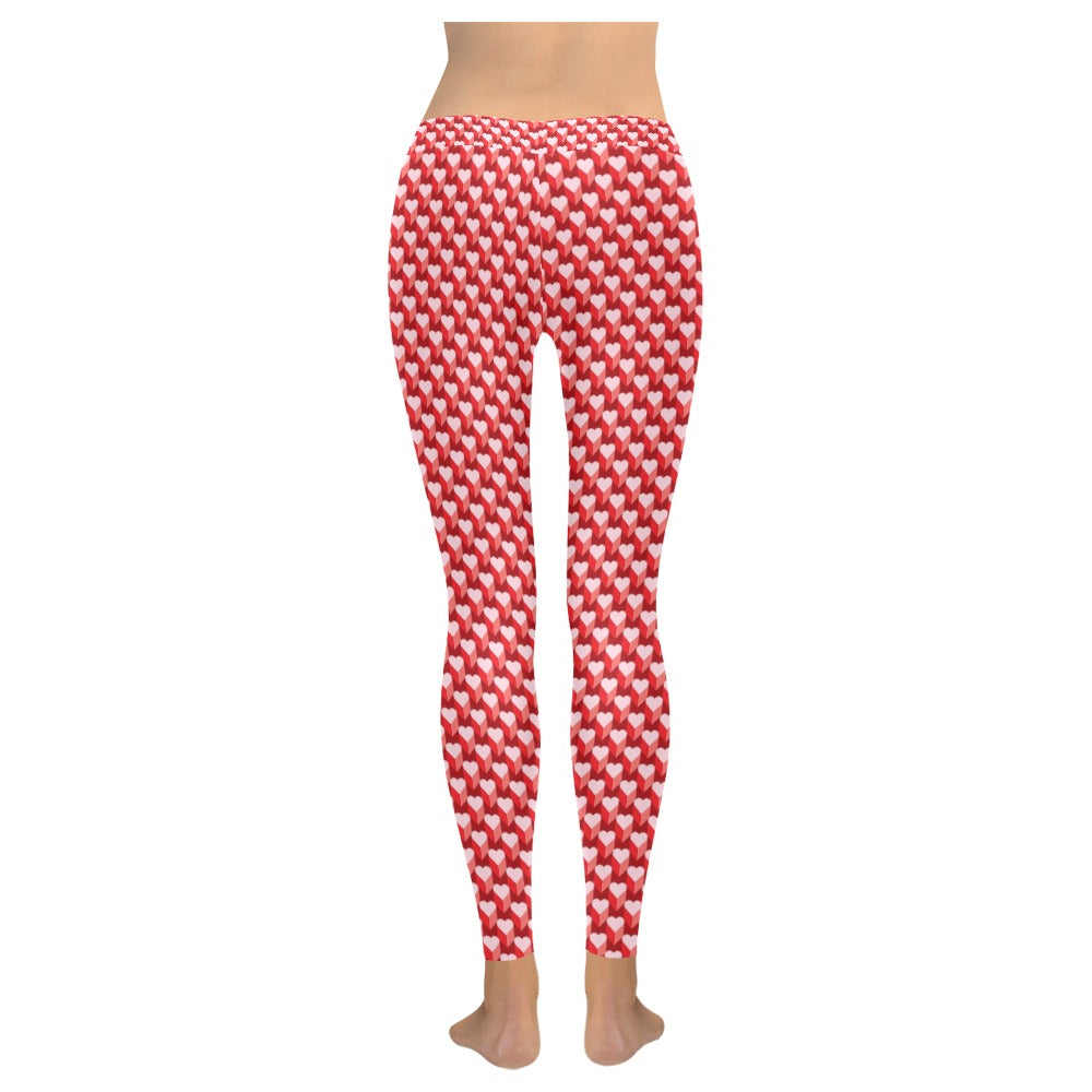 3D Valentine's Day Hearts Pattern Women's All-Over Low Rise Leggings