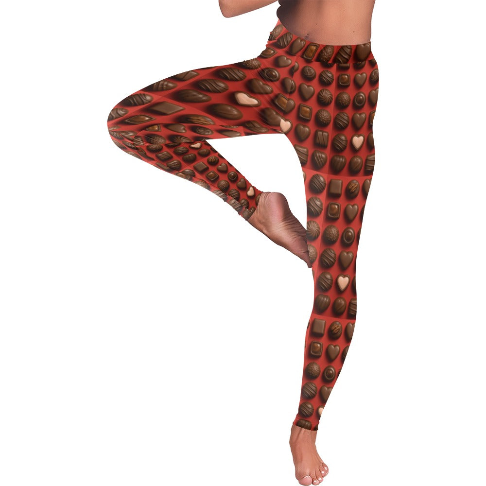 Chocolate Candy Valentine's Day Women's All-Over Low Rise Leggings