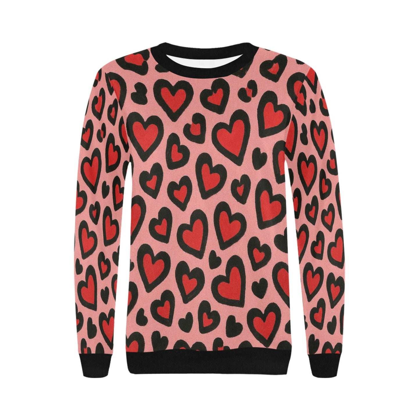 Red Leopard Print Hearts Women's Sweatshirt
