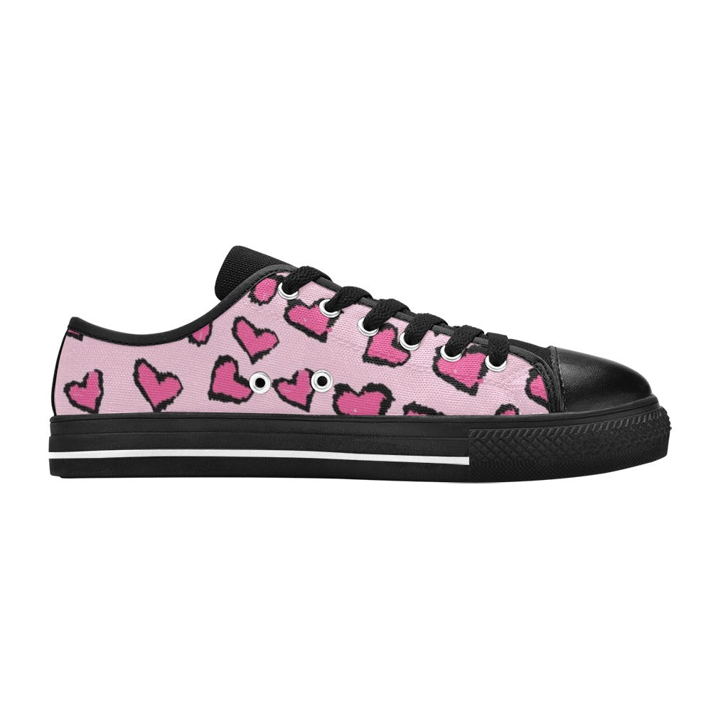 Pink Leopard Valentine's Day Canvas Women's Shoes