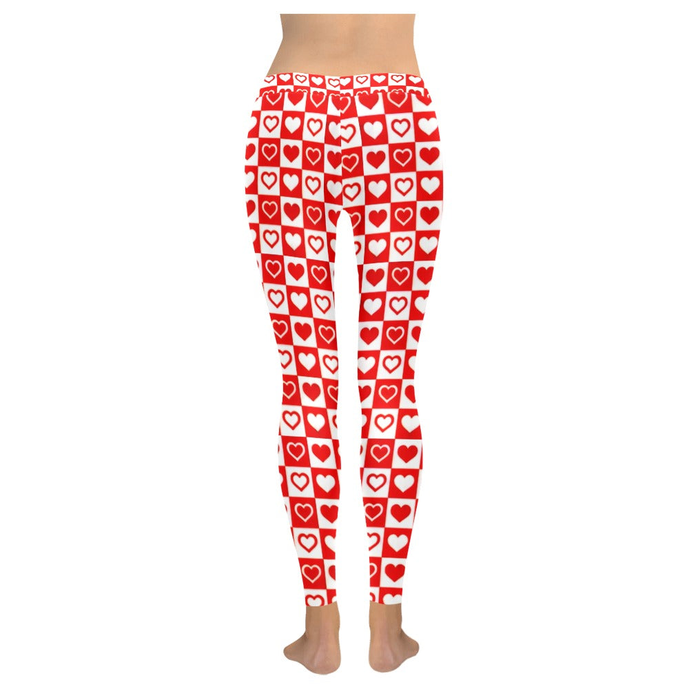 Red and White Checkerboard Valentine's Day Leggings