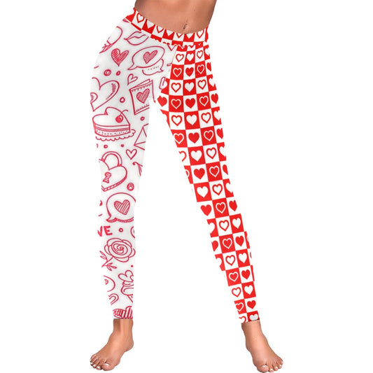Valentine's Day Checkerboard Doodle Women's Leggings