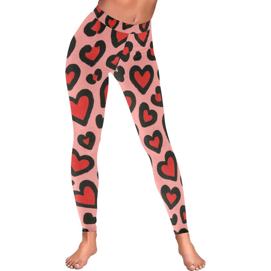 Red Hearts Leopard Print Valentine's Day Leggings