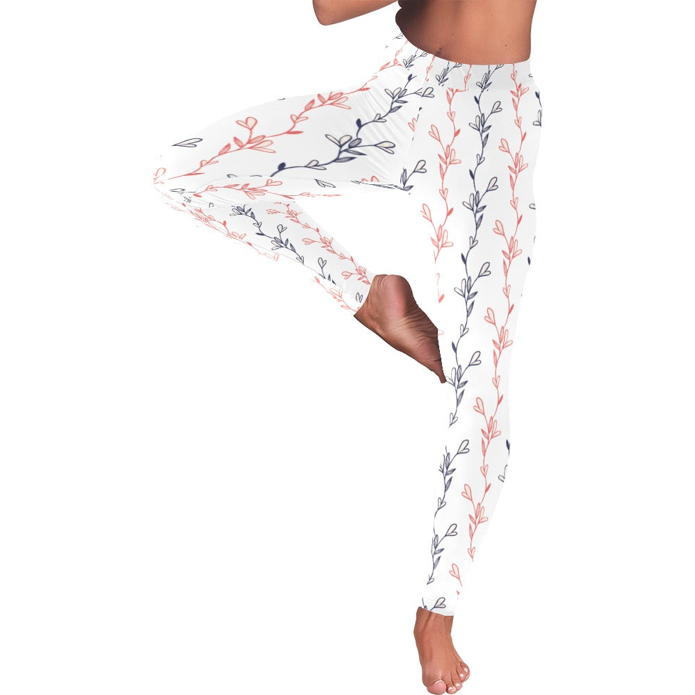 Valentine's Day Heart Flowers Women's Low Rise Leggings