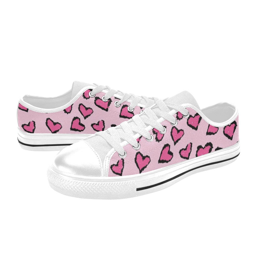 Pink Leopard Valentine's Day Canvas Women's Shoes