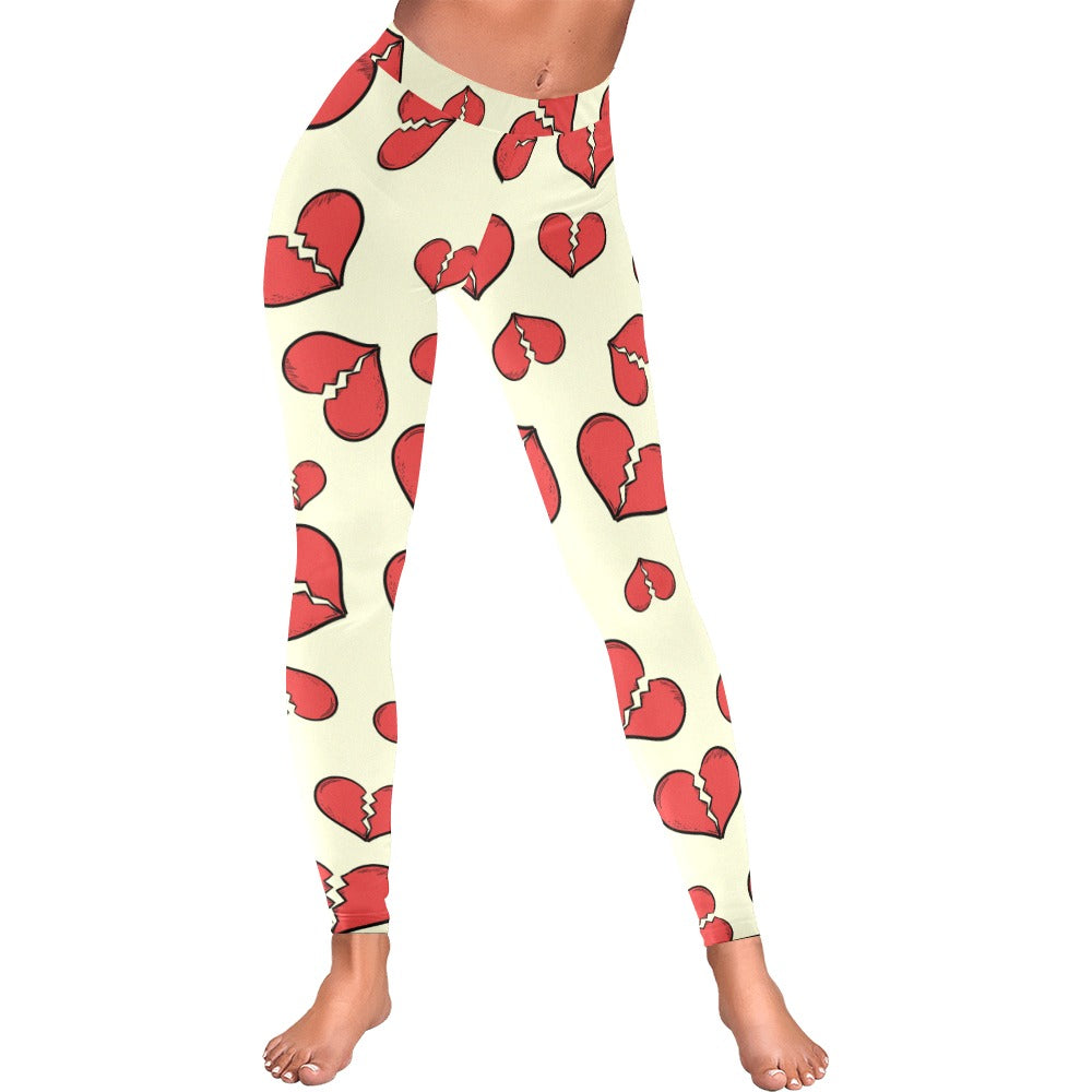 Broken Hearts Women's All-Over Low Rise Leggings