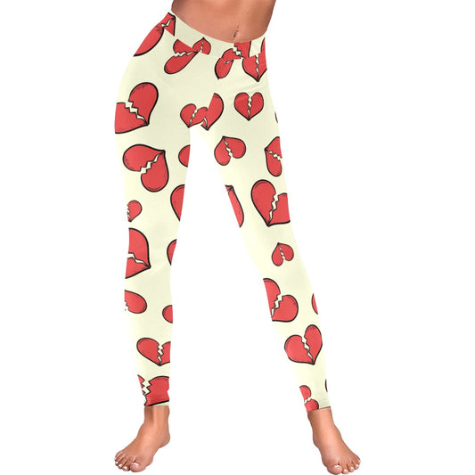 Broken Hearts Women's All-Over Low Rise Leggings